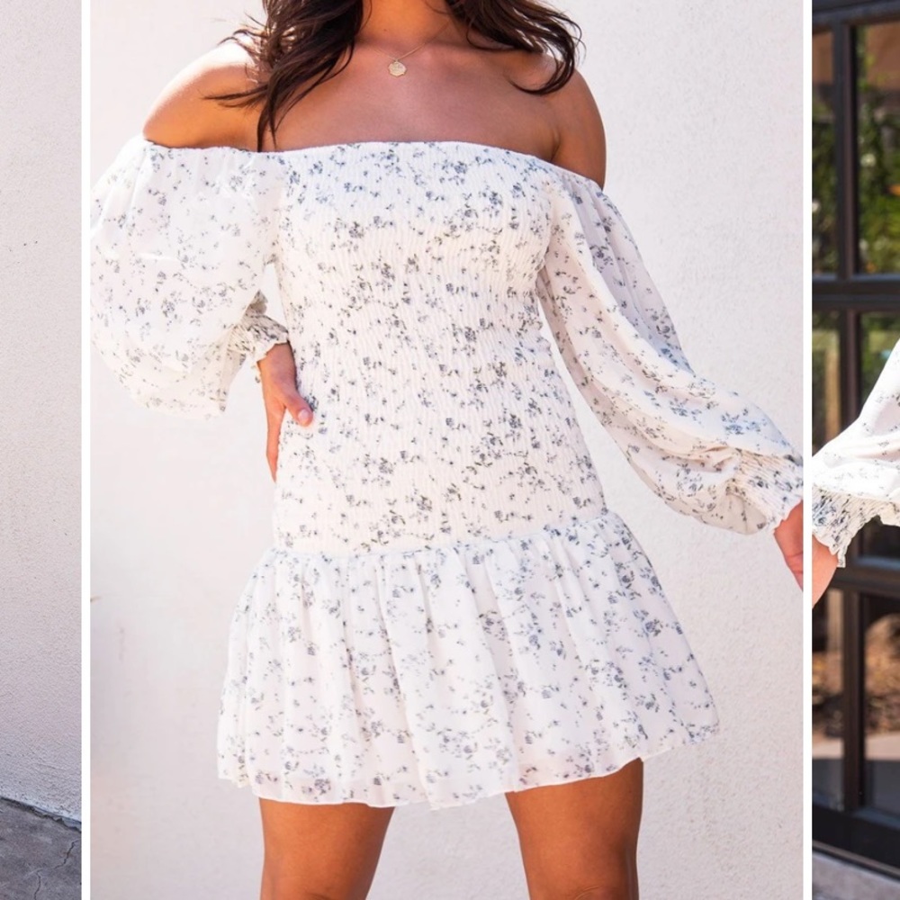 Off the shoulder mini dress🤍🌸